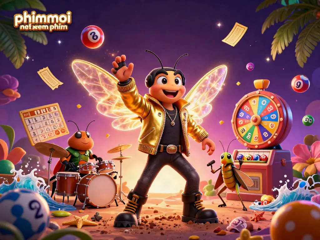 Experience the excitement of phimmoi net xem phim with a 3D cartoon rock star and vibrant gaming elements.