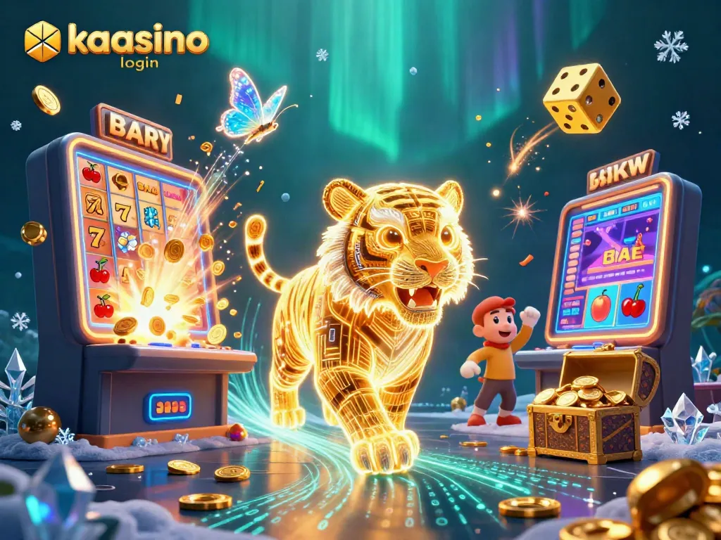 Experience the excitement of kaasino login with a vibrant 3D casino scene bursting with games and energy.