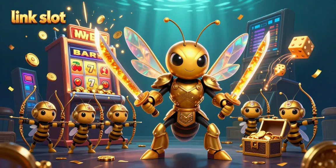 Engage with thrilling jackpots at link slot, witnessing a vibrant scene of dynamic characters and casino elements.