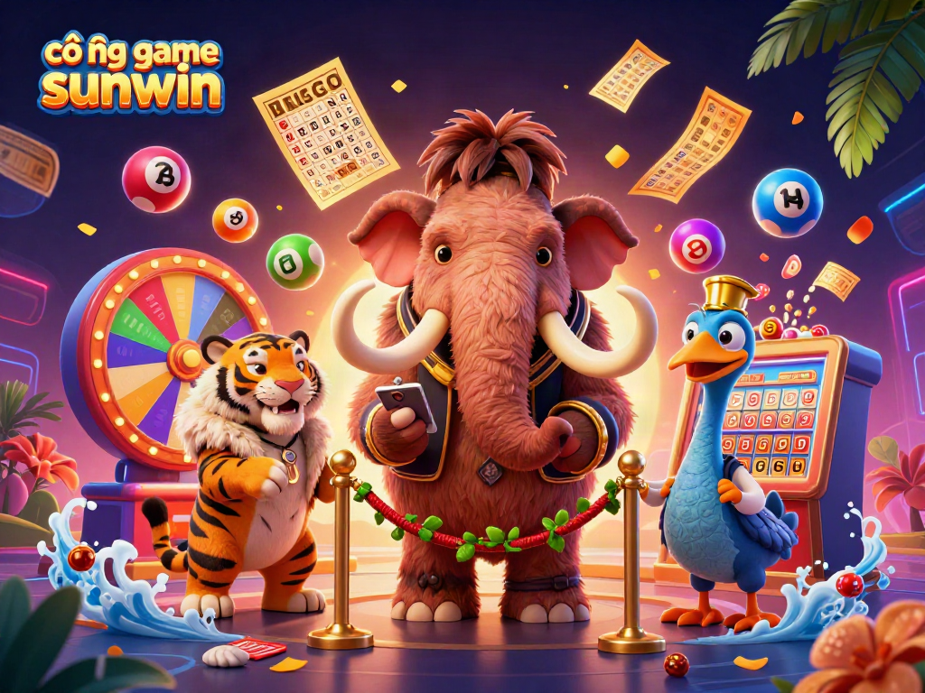 Engage in thrilling gameplay at cổng game sunwin with vibrant, dynamic 3D casino illustration.