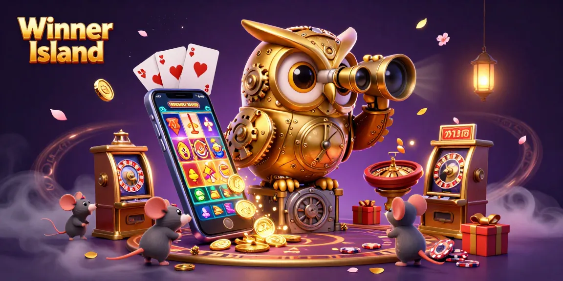 Winner Island casino illustration showcasing dynamic gaming elements and an inviting atmosphere.