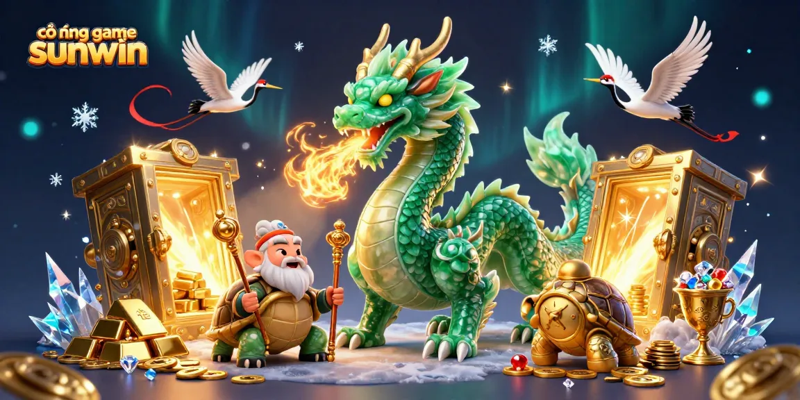 Experience the thrilling excitement at cổng game sunwin with a vibrant illustration filled with gaming treasures.