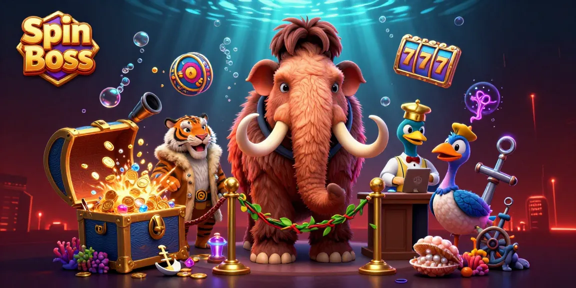 Engage with Spin Boss at this vibrant casino scene featuring charming characters in a magical setting.